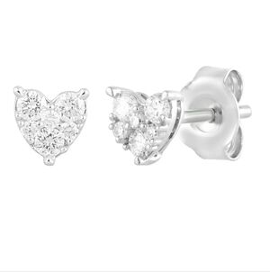 Sterling Silver 1/5cttw Lab Grown Diamond Heart Shaped Srud Earrings NEW